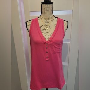 Pink Sleeveless Button-Down Top
